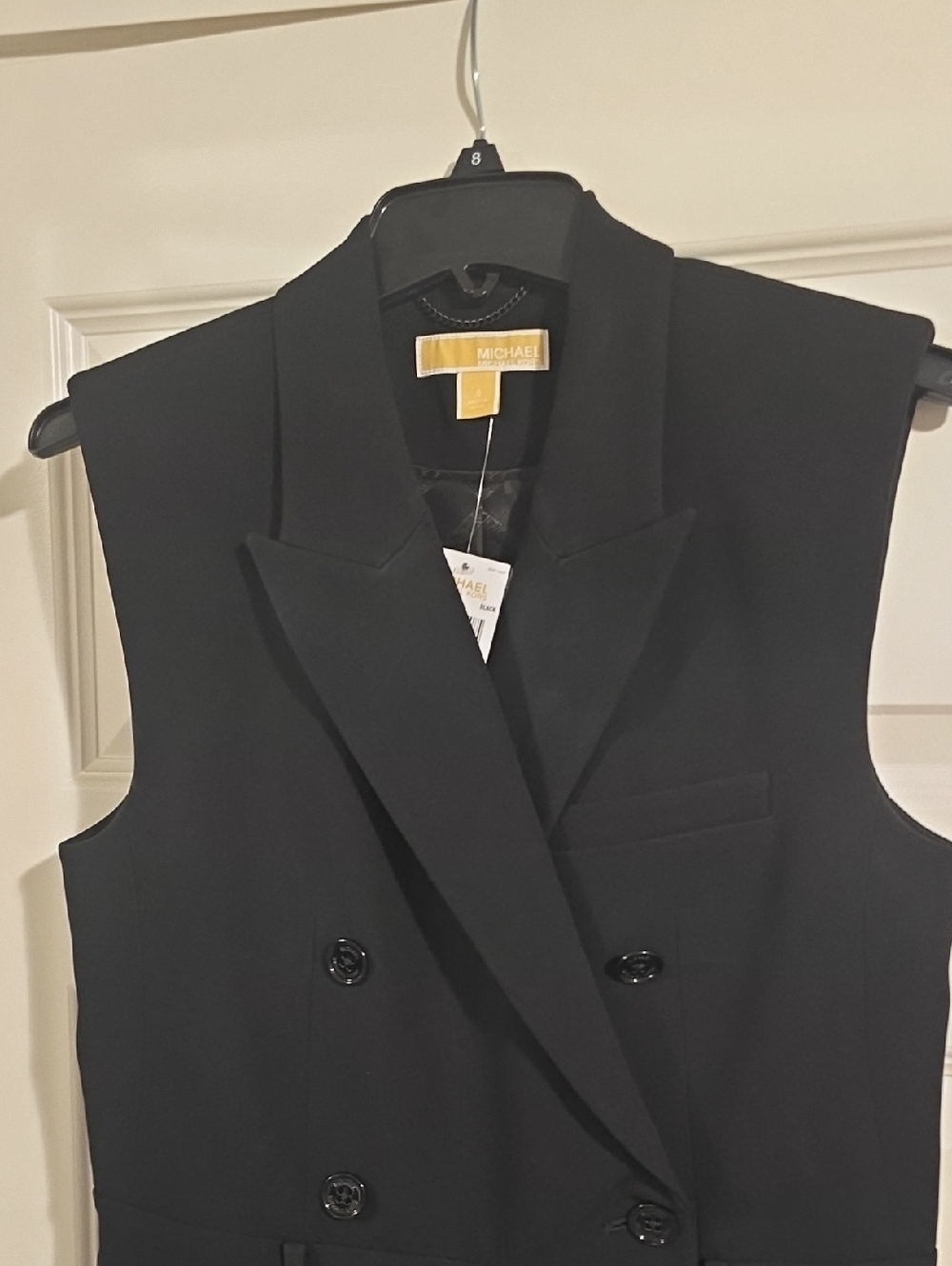 Michael Kors Black Double-Breasted Sleeveless Blazer Jumpsuit